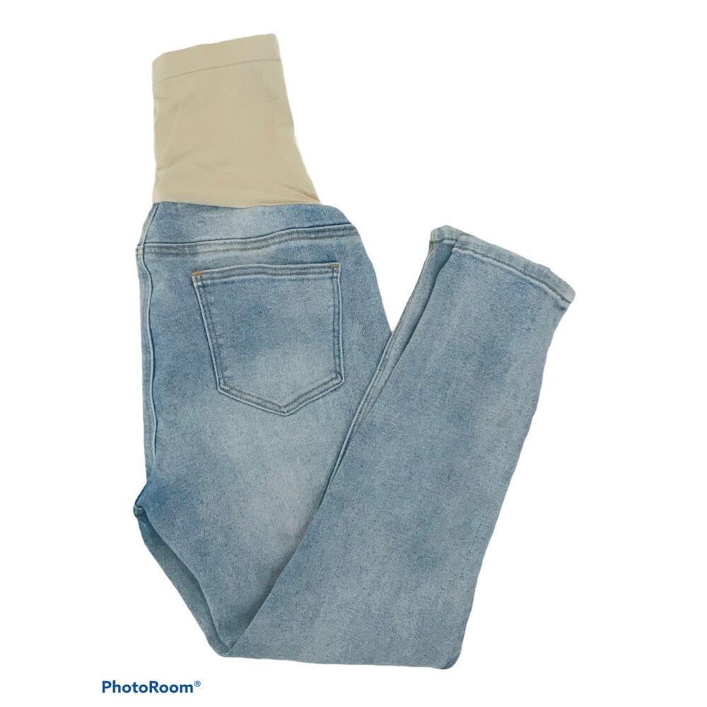 Blue Savvy Maternity Pregnancy Denim Jeans Distressed Ankle XL